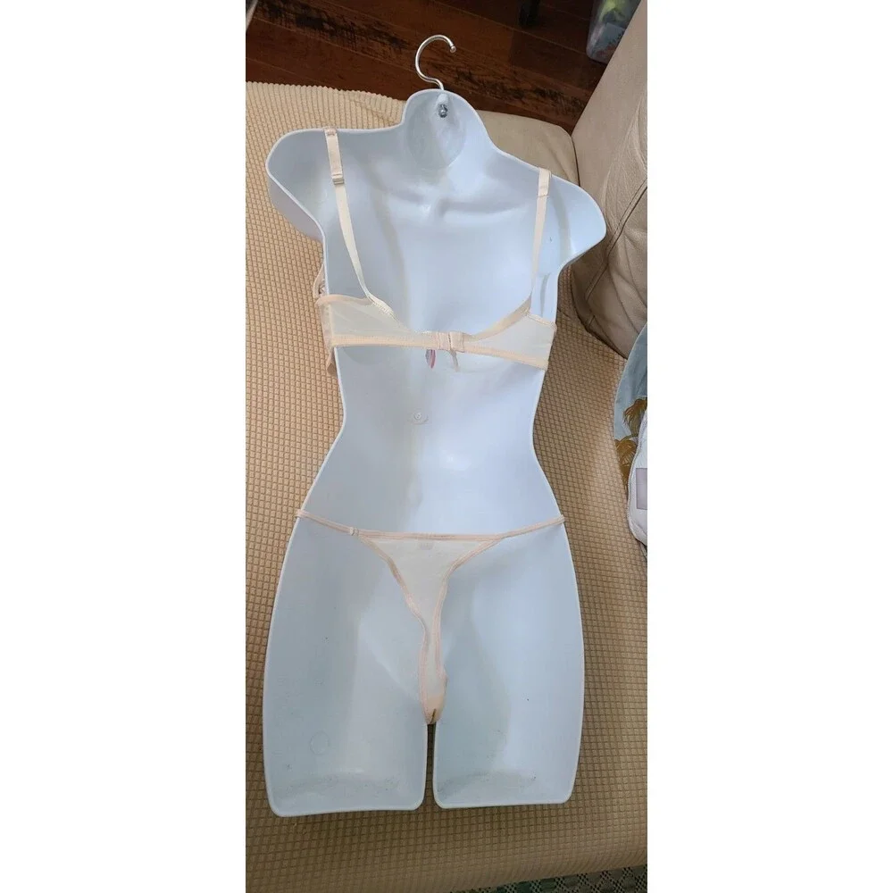 Panache Sheer Full Embroidered Size 34C and size S Thong Made In France New